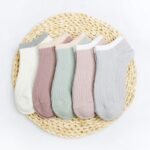 5 Pairs Women Candy Colours Breathable Cotton Casual Trainer socks.